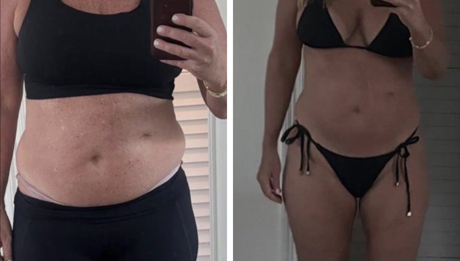 Charlotte's before and after, two weeks apart, showing reduced inflammation